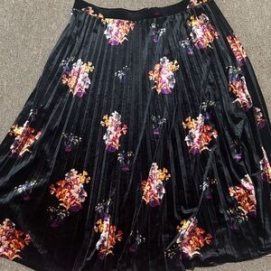 Maeve Black Velvet Skirt with Floral Accents